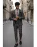 Costum barbati slim fit negru in carouri B7916 124